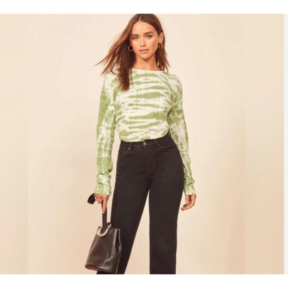 REFORMATION NWT Eddie Pistachio Stripe Long Sleeve Tee M